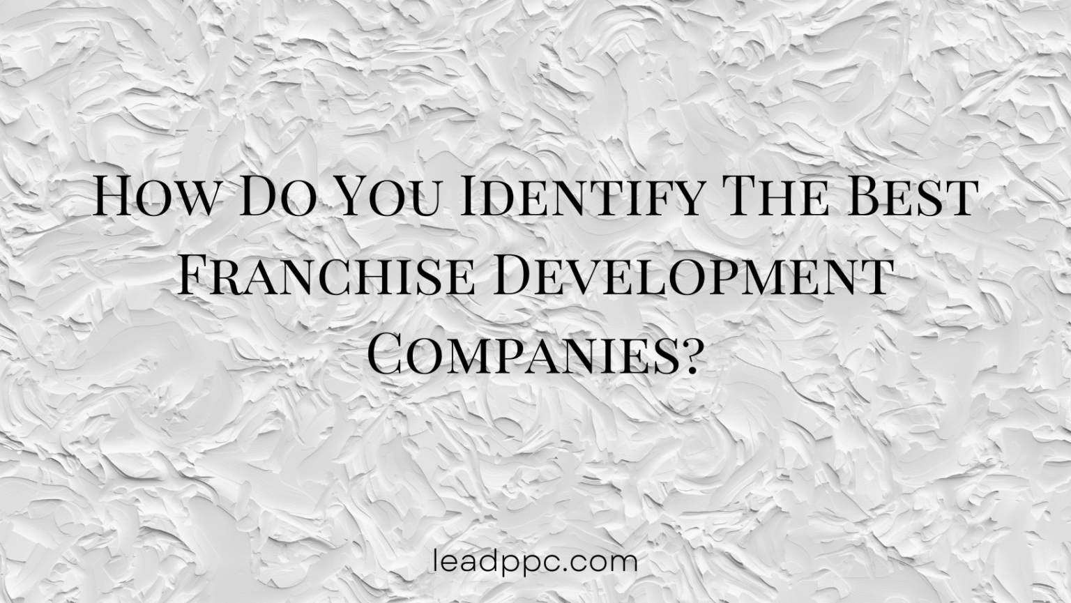 How Do You Identify The Best Franchise Development Companies? Lead PPC